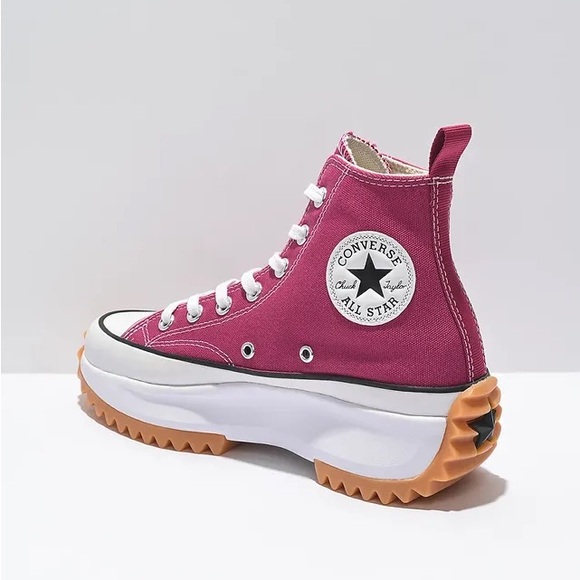 Converse Women's Run Star Hike Hi Midnight Hibiscus Platform Sneakers - Picture 4 of 14